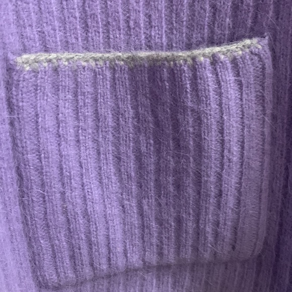 Sydney Easton Purple Lambswool & Angora Cardigan Sweater Pockets Size Small NWT - Picture 3 of 11